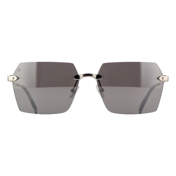 A0756Z New HUBLOT Silver Rimless Square H057 075 GLS Sunglasses Women - Picture 2 of 4